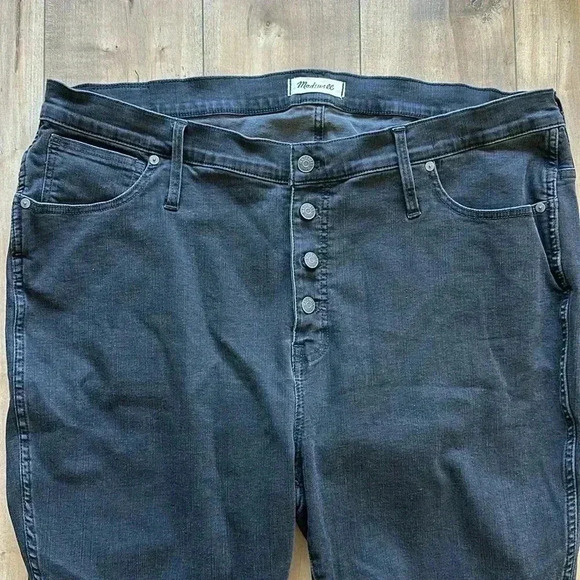 Madewell 10 Inch High Rise Skinny Jeans Button Front Black Plus Sz 36 Petite - Picture 3 of 10